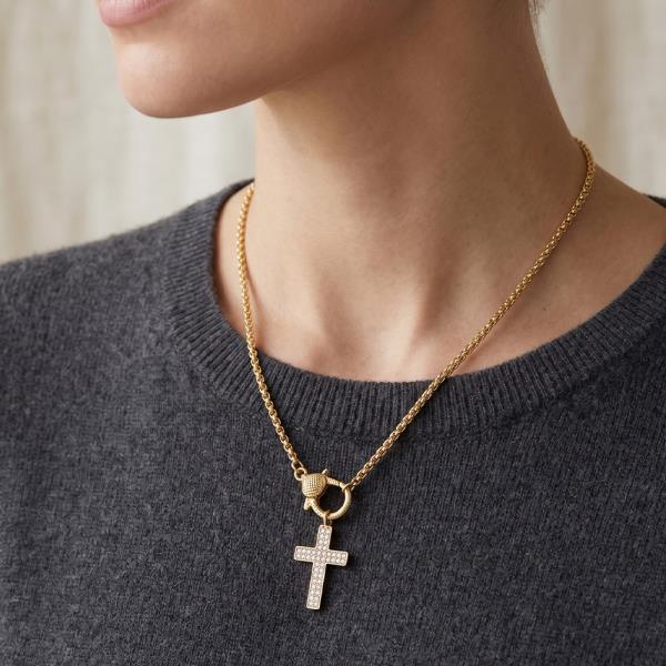 CZ RHINESTONE CROSS PENDANT NECKLACE