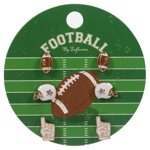 FOOTBALL ICONS ENAMELED 3 SET EARRING