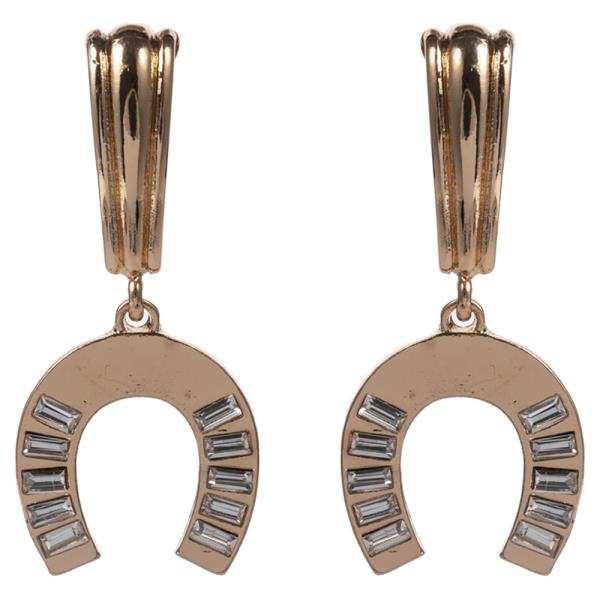 RHINESTONE METAL U DANGLE EARRING