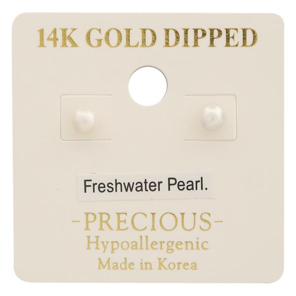 14K GOLD DIPPED FRESHWATER PEARL STUD EARRING