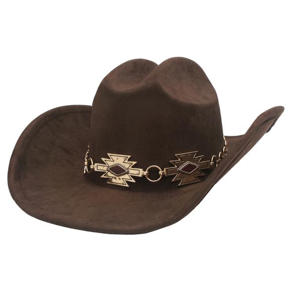 WESTERN AZTEC CONCHO BANDED COWBOY HAT