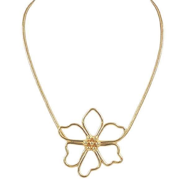 18K BRASS FLOWER PENDANT NECKLACE