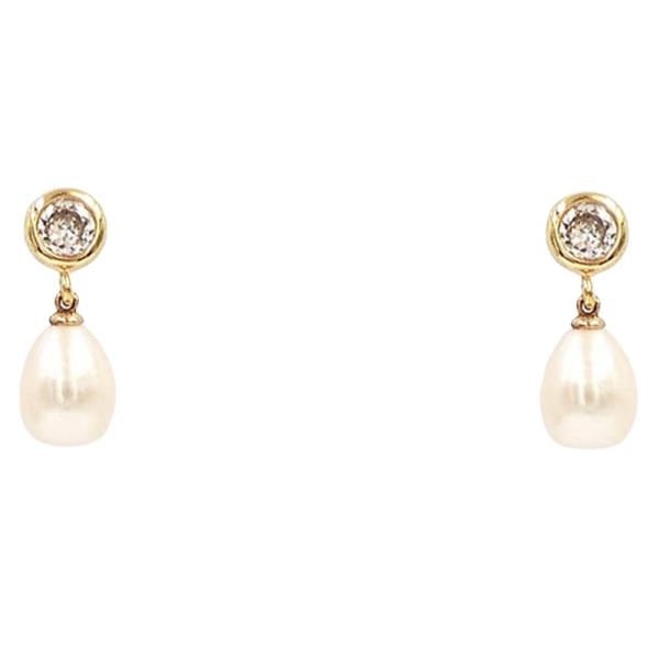 18K PEARL DANGLE EARRING