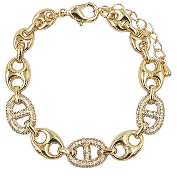 PAVE CZ OVAL LINK CHAIN BRACELET