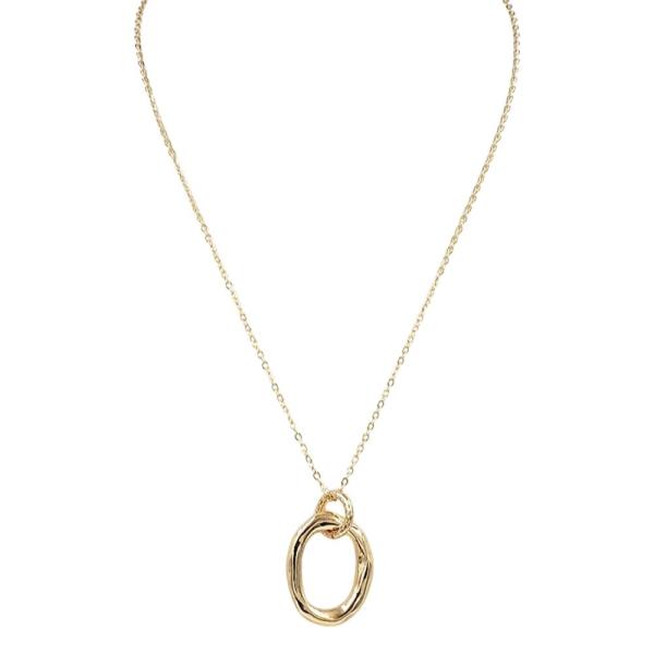 DOUBLE CIRCLE LINK PENDANT NECKLACE