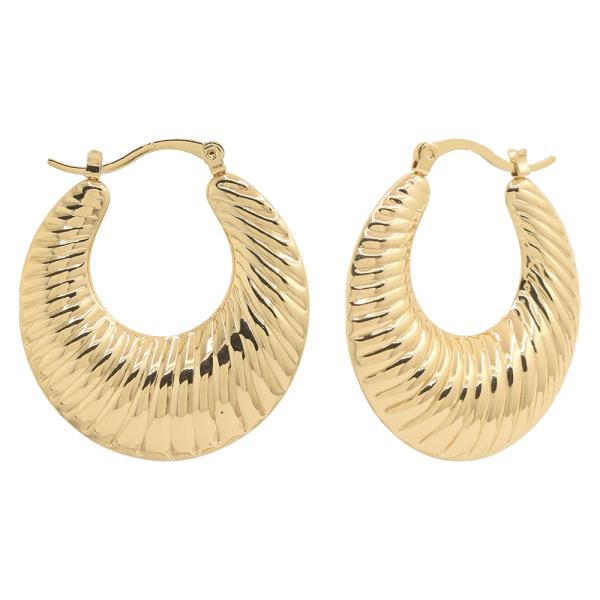 STAINLESS STEEL TEXTURED HOOP EARRING