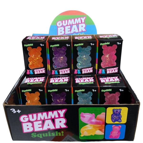 GLITTER GUMMY BEAR SQUISHY SQUEEZE TOY (12 UNITS)