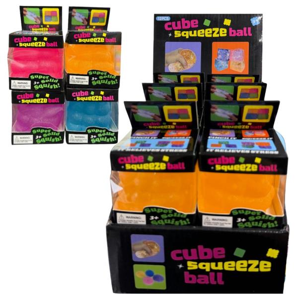 BUBBLE CUBE SQUISHY SQUEEZE TOY (12 UNITS)