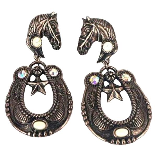 WESTERN HORSE SHOE DANGLE EARRING
