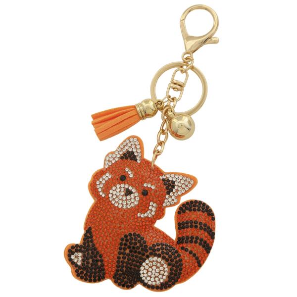RED PANDA RHINESTONE KEYCHAIN