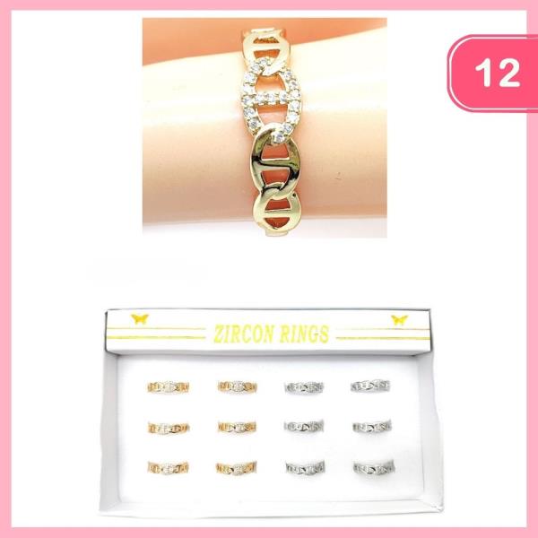 RHINESTONE CHAIN LINK RING (12 UNITS)