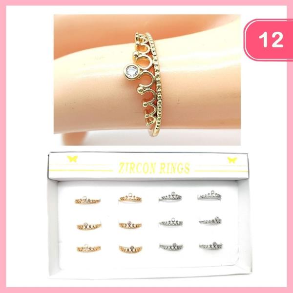 RHINESTONE CROWN RING (12 UNITS)