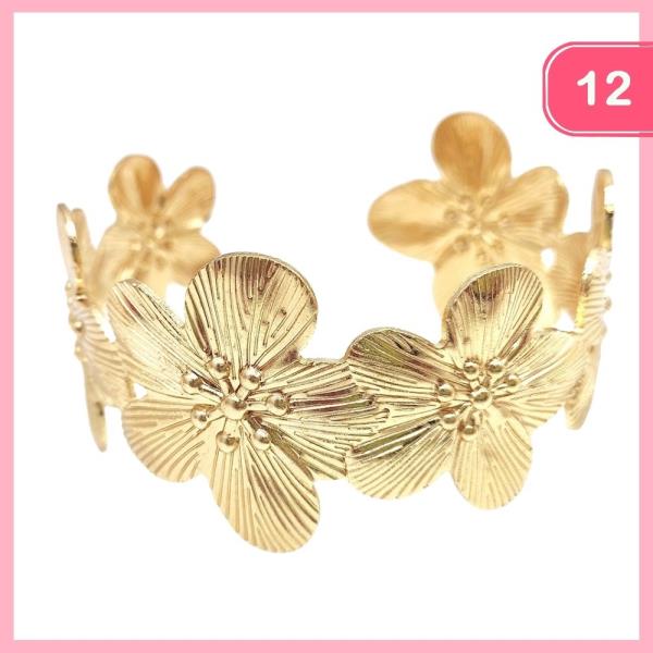 FLOWER CUFF BANGLE BRACELET (12 UNITS)