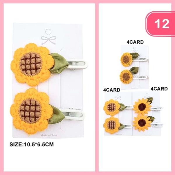 CROCHET SUNFLOWER HAIR CLIP (12 UNITS)