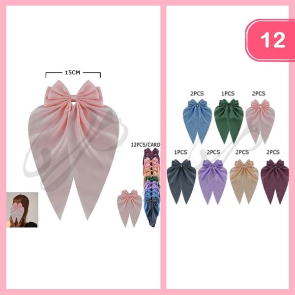 SILK LIKE LONG TAIL HAIR BOW (12 UNITS)