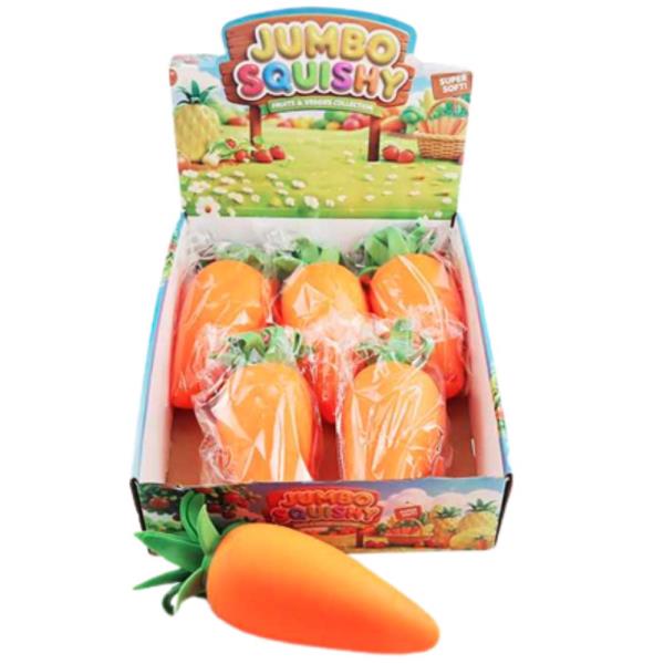 ETA-7/10 23.5 CM CARROT JUMBO SQUISHY SQUEEZE TOY (6 UNITS)