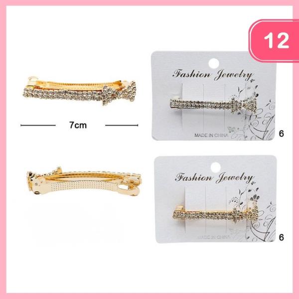 RHINESTONE BARRETTE HAIR CLIP (12 UNITS)