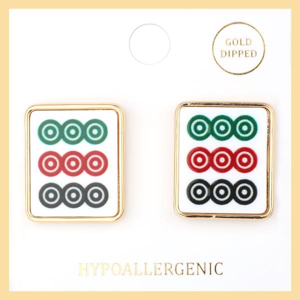 PLASTIC MAHJONG POST EARRING