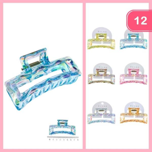 WAVY ACRYLIC HAIR CLAW CLIP (12 UNITS)