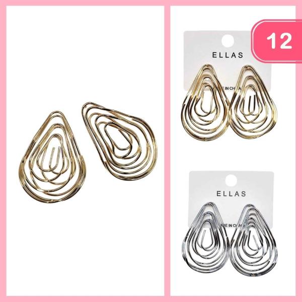 METAL LAYERED POST EARRING (12 UNITS)