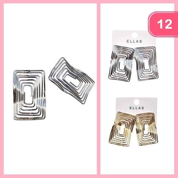 METAL WIRE WRAPPED POST EARRINGS (12 UNITS)