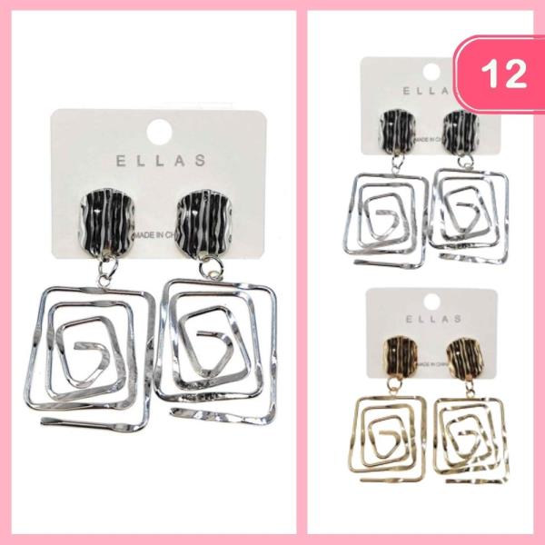 HAMMERED DROP DANGLE EARRINGS (12 UNITS)