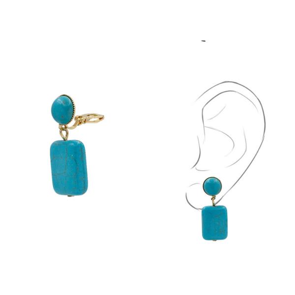 TURQUOISE RECTANGLE DROP EAR CUFF