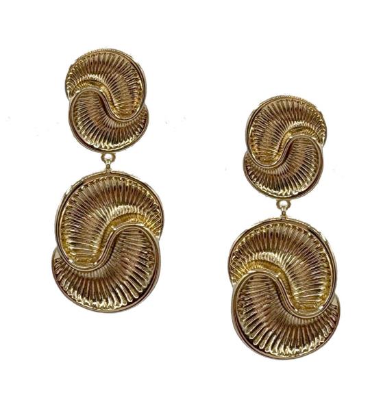 GOLD DOUBLE DROP SWIRL EARRING