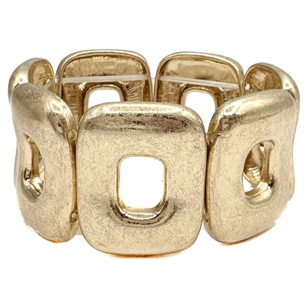 WORN GOLD RECT OPEN CENTER STRETCH BRACELET