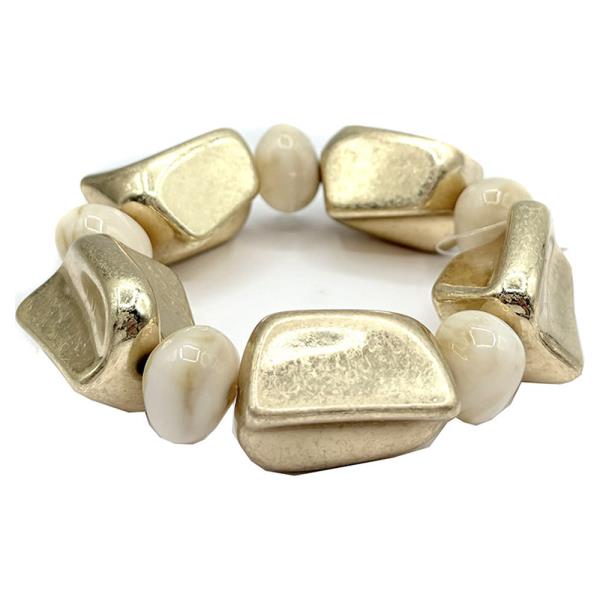 WORN GOLD IVORY STRETCH NUGGET BRACELET