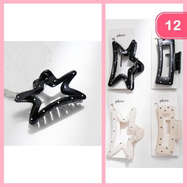 POLKA DOT STAR HAIR CLAW CLIP (12 UNITS)