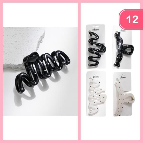 WAVY POLKA DOT HAIR CLAW CLIP (12 UNITS)