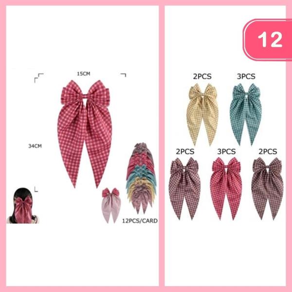 SQUARED LONG TAIL HAIR BOW (12 UNITS)
