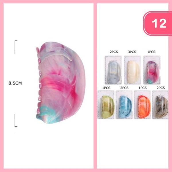 MARBLE TIE DYE HAIR CLAW CLIP (12 UNITS)