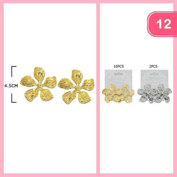 STAINLESS STEEL FLOWER POST EARRINGS (12 UNITS)
