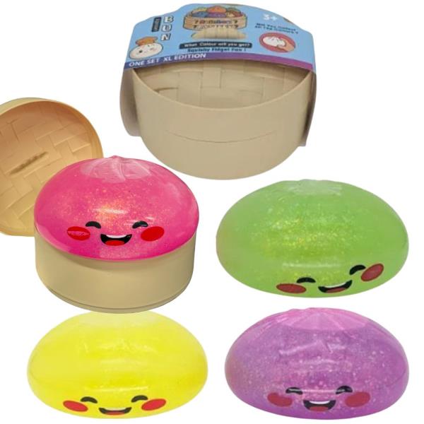 17CM GLITTER DUMPLING SQUISHY SQUEEZE TOY (4 UNITS)