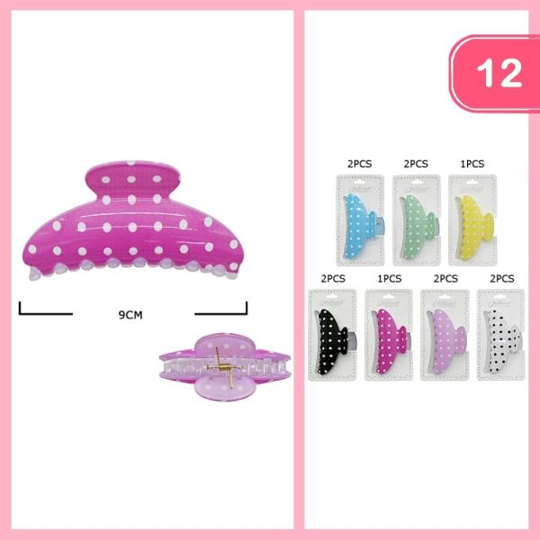 POLKA DOT HAIR CLAW CLIP (12 UNITS)