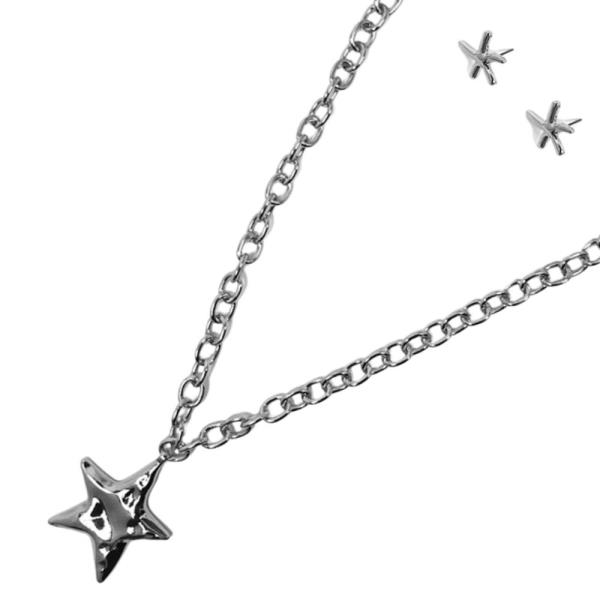 STAR SHAPE PENDANT NECKLACE EARRING SET