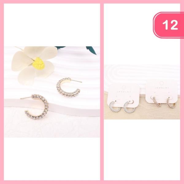 RHINESTONE HOOP EARRINGS (12 UNITS)