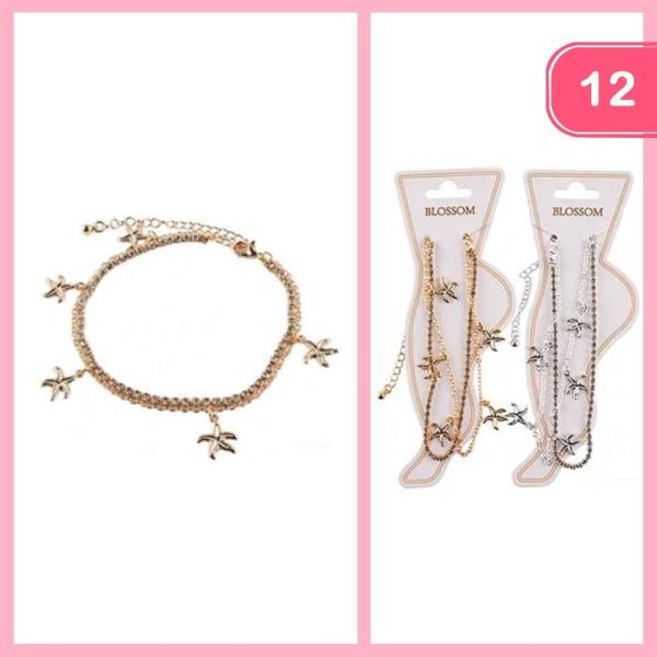LAYERED STARFISH CHARM ANKLET (12 UNITS)