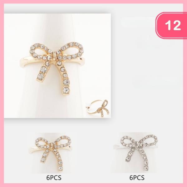 RHINESTONE BOW RING (12 UNITS)