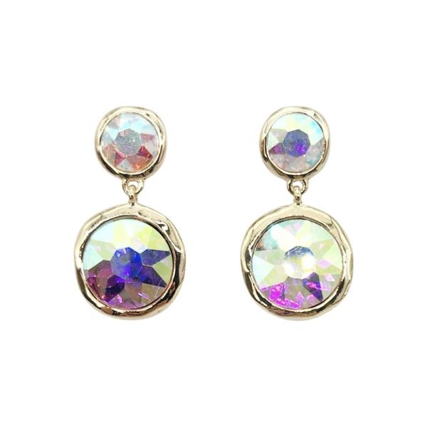 RHINESTONE ROUND DANGLE EARRING