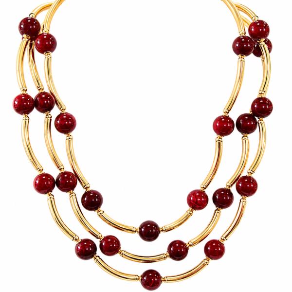 LAYERED BEADED CORD LONG NECKLACE