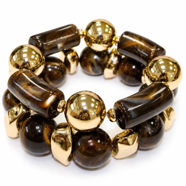 MARBLE RESIN BEADED STRETCH BRACELET SET