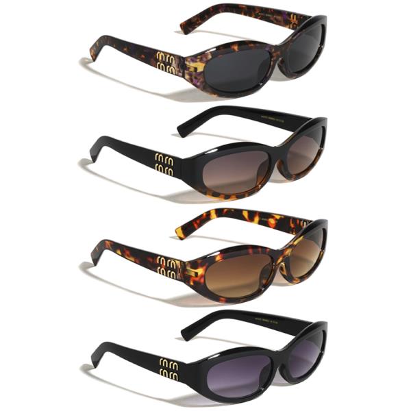 DOUBLE M TEMPLE ACCENT FASHION OVAL SUNGLASSES 1DZ