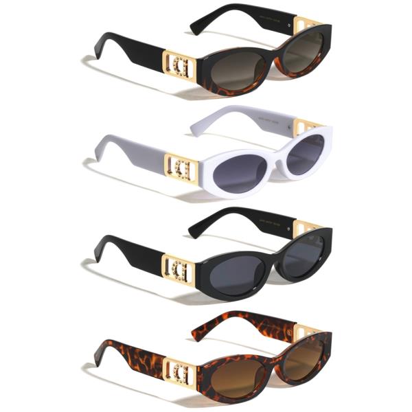 RHINESTONE ACCENT OVAL CAT EYE SUNGLASSES 1DZ