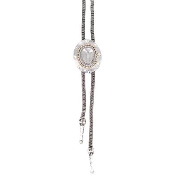 WESTERN HATS RHINESTONE BOLO LONG NECKLACE