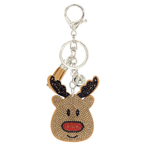 RHINESTONE RUDOLF KEYCHAIN