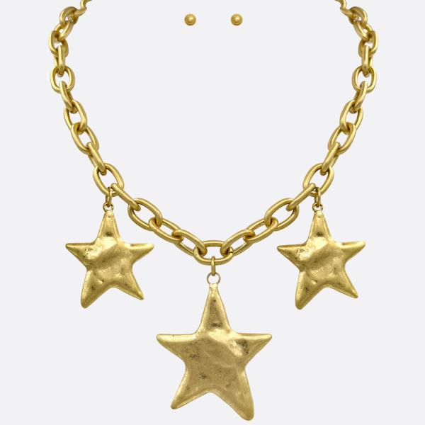 TRIPLE STAR PENDANT NECKLACE