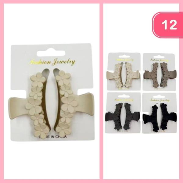 FLOWER HAIR CLAW CLIPS (12 UNITS)